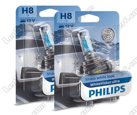 Set van 2 lampen H8 Philips WhiteVision ULTRA + Nachtlampen - 12360WVUB1