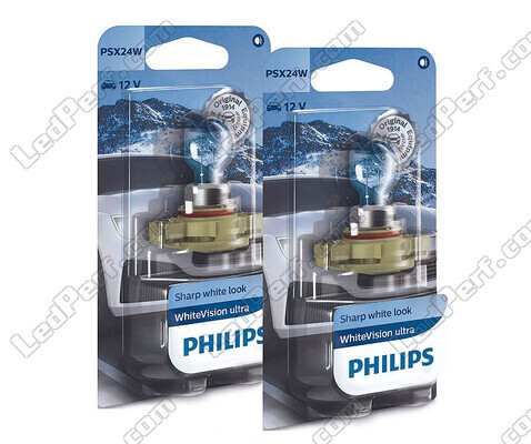 Set van 2 lampen PSX24W Philips WhiteVision ULTRA + Nachtlampen - 12276WVUB1