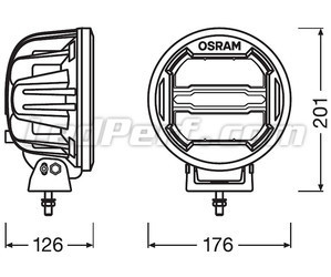 Schema van de  Afmetingen extra LED-koplamp Osram LEDriving® ROUND VX80-WD