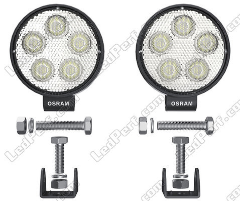Set met de Bevestiging koplampen LED werklamp Osram LEDriving® ROUND VX70-SP
