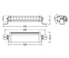 Schema van Afmetingen de LED-lichtbalk Osram LEDriving® LIGHTBAR FX250-CB