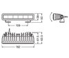 Schema van Afmetingen van de LED-lichtbalk Osram LEDriving® LIGHTBAR SX180-SP