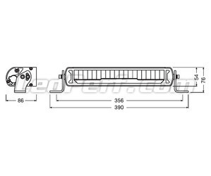 Schema van Afmetingen de LED-lichtbalk Osram LEDriving® LIGHTBAR FX250-CB