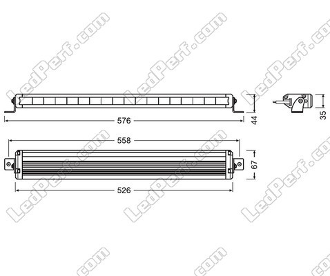 Schema van de Afmetingen LED-lichtbalk Osram LEDriving® LIGHTBAR VX500-SP