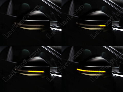 Verschillende stappen in de lichtsequentie van de dynamische knipperlichten Osram LEDriving® voor Audi A3 8V buitenspiegels