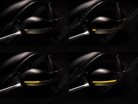 Verschillende stappen in de lichtsequentie van de dynamische knipperlichten Osram LEDriving® voor Audi A4 B9 buitenspiegels