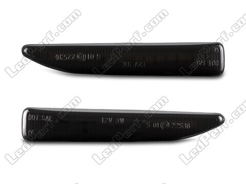 Vooraanzicht van de dynamische LED zijknipperlichten voor BMW Serie 7 (E65 E66) - Gerookte zwarte kleur