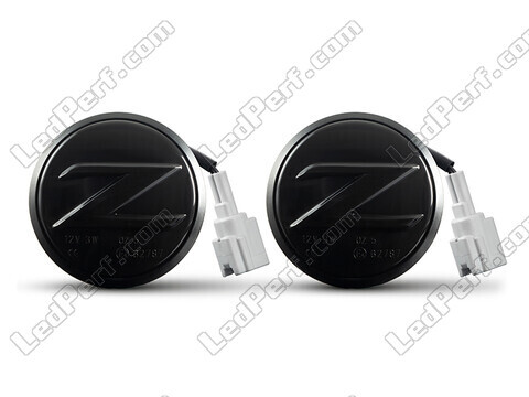 Vooraanzicht van de dynamische LED zijknipperlichten voor Nissan 370Z - Gerookte zwarte kleur