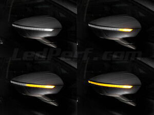 Verschillende stappen in de lichtsequentie van de dynamische knipperlichten Osram LEDriving® voor Seat Arona buitenspiegels