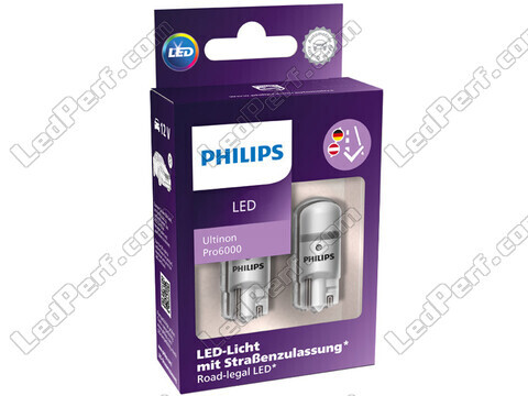 Verpakking goedgekeurde Philips W5W Ultinon PRO6000 LED-lampen - 11961HU60X2