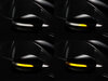 Verschillende stappen in de lichtsequentie van de dynamische knipperlichten Osram LEDriving® voor Volkswagen Golf 6 buitenspiegels