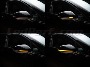 Verschillende stappen in de lichtsequentie van de dynamische knipperlichten Osram LEDriving® voor Volkswagen Golf 8 buitenspiegels