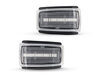 Vooraanzicht van de sequentiële LED zijknipperlichten voor Volvo V70 - Transparante kleur