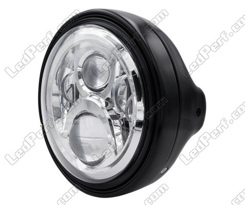 Voorbeeld van koplamp Rond zwart met een chroom LED-optiek van Ducati Monster 1000