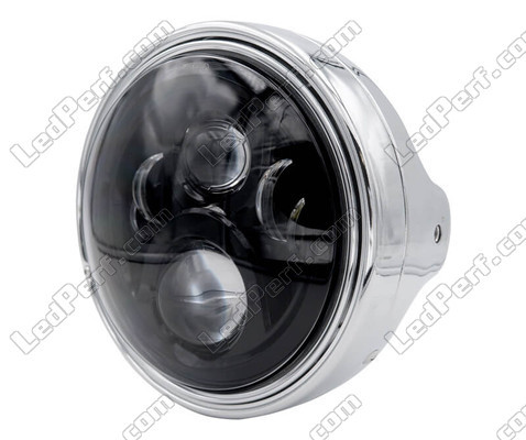 Voorbeeld van koplamp Rond chroom met zwarte LED-optiek van Ducati Scrambler Classic