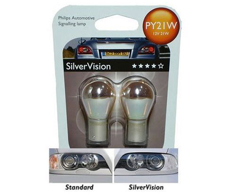 lamp chroom PY21W oranje Philips silver vision